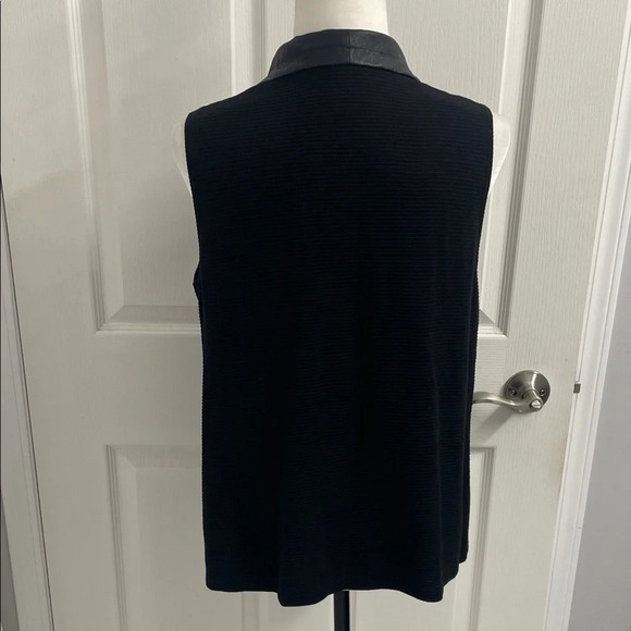 Picadilly Black Sleeveless Cowl Neck Top Faux Leather Sz S - Picture 4 of 11